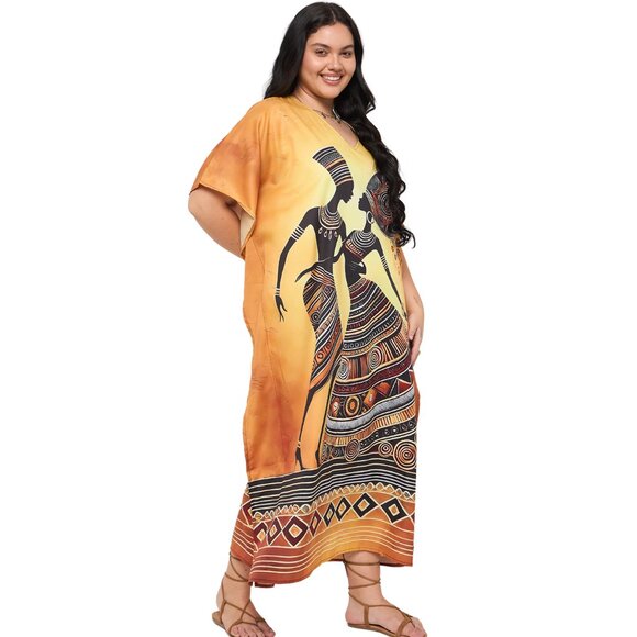 Gypsie Blu Plus Size Women Caftan Dress Summer Wear Maxi Dresses for Party Wear - Picture 4 of 9